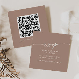 Tarjeta De Recepción Boho Moda Neutral Taupe Boda Código QR RSVP
