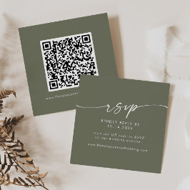 Tarjeta De Recepción Boho Moda Olive Green Boda QR Code RSVP