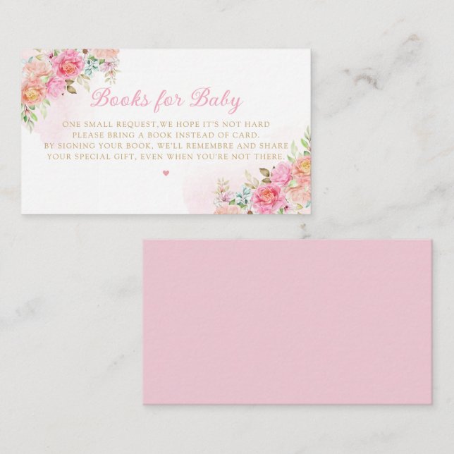 Tarjeta De Recepción Boho moderno acuarela libros florales para bebés (Anverso / Reverso)