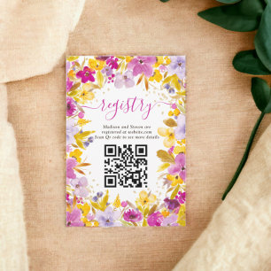Tarjeta De Recepción Boho moderno registro de flores púrpura ducha de n