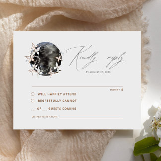 Tarjeta De Recepción Boho Moon Boda Botancial Celestial RSVP