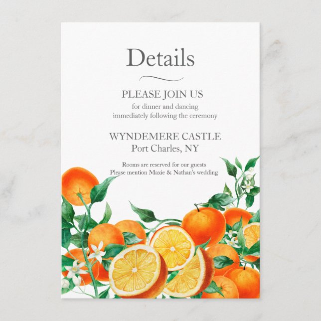 Tarjeta De Recepción Boho Naranja Blossom Boda Código QR (Anverso)