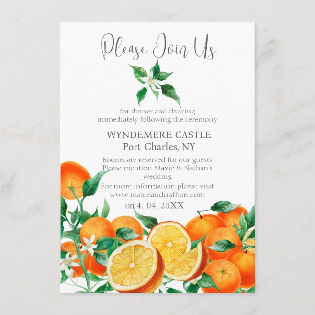 Tarjeta De Recepción Boho Naranja Blossom Boda de código QR (Anverso)