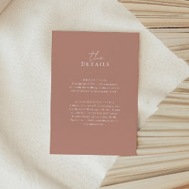 Tarjeta De Recepción Boho Neutral Rosa | Detalles sencillos de invitado