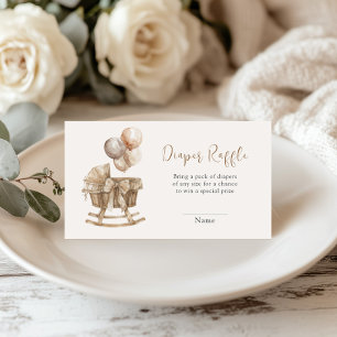 Tarjeta De Recepción Boho Nursery Beige Balloons Diaper Raffle