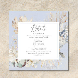 Tarjeta De Recepción Boho Ocean Dusty Blue en la boda de la playa