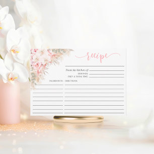 Tarjeta De Recepción Boho Orchids Pampas Floral Bridal Shower RECIPE