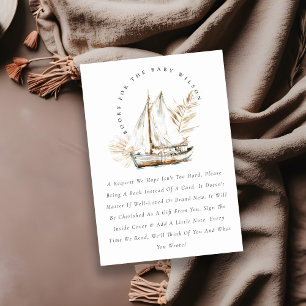 Tarjeta De Recepción Boho Palm Sailboat Seascape Bots Para Baby Shower