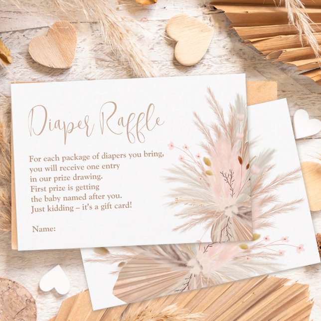 Tarjeta De Recepción Boho pampas césped género neutro rifa de pañales (Subido por el creador)