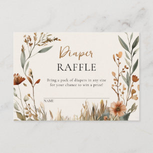 Tarjeta De Recepción Boho Pampas Diaper Raffle Cards