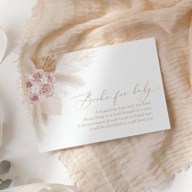 Tarjeta De Recepción Boho Pampas estudia libros de Baby Shower para beb (Subido por el creador)