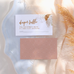 Tarjeta De Recepción Boho Pampas Grass Baby Shower Diaper Raffle