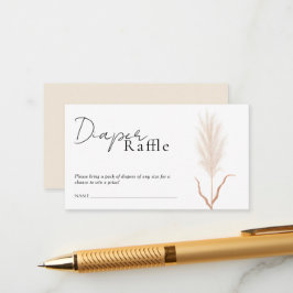 Tarjeta De Recepción Boho Pampas Grass Baby Shower Diaper Raffle