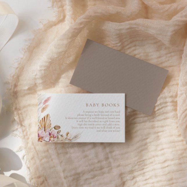 Tarjeta De Recepción Boho Pampas Grass Books Para Baby Shower | (Subido por el creador)