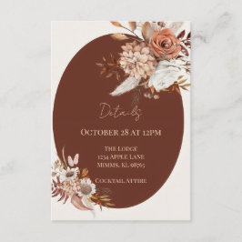 Tarjeta De Recepción Boho Pampas Grass Details Card – Neutral Event