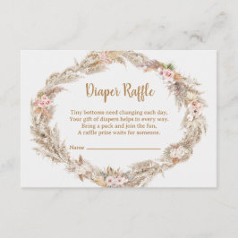 Tarjeta De Recepción Boho Pampas Grass Diaper Raffle Card | Dusty Rose