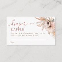 Boho Pampas Grass Floral Baby Shower Diaper Raffle