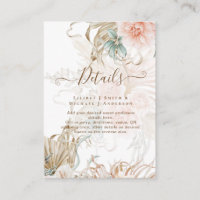 BOHO Pampas Grass Floral Coral Sage Boda