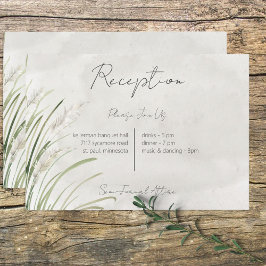 Tarjeta De Recepción Boho Pampas Grass Minimal Modern Reception Card