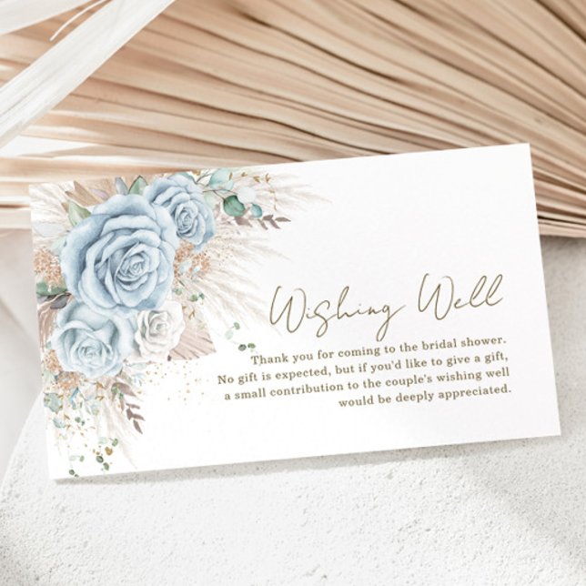 Tarjeta De Recepción Boho Pampas Grass Pastel Azul Floral Deseando Bien (Subido por el creador)