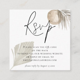 Tarjeta De Recepción Boho Pampas Grass QR Code Wedding RSVP
