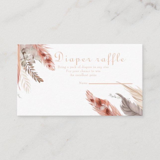 Tarjeta De Recepción Boho Pampas hierba Ducha bebé (Anverso)