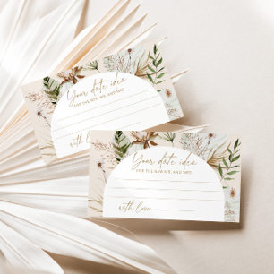 Tarjeta De Recepción Boho pampas hierba playa Cita ideas de noche. Fras