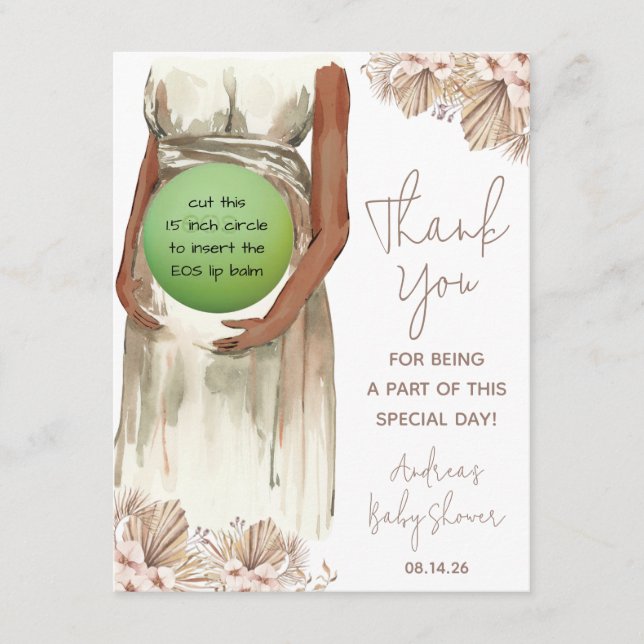Tarjeta De Recepción Boho Pampas Madre Embarazada Boho EOS Lip Balm (Anverso)