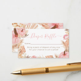 Tarjeta De Recepción Boho Pampas Pink Pumpkin diaper raffle