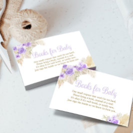 Tarjeta De Recepción Boho Pampas Rosas Chica Ducha Libros Solicitud