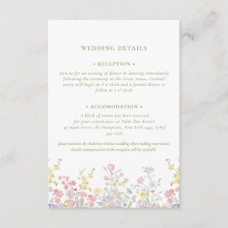 Tarjeta De Recepción Boho Pastel flowers Elegant Calligraphy Wedding  E