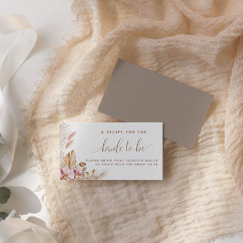 Tarjeta De Recepción Boho Pink Floral Comparte Una Receta | Ducha de no