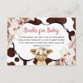 Tarjeta De Recepción Boho Pink Floral Highland Cow Libros Para Bebés