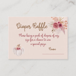 Tarjeta De Recepción Boho Pink Pumpkin Autumn Diaper Raffle 