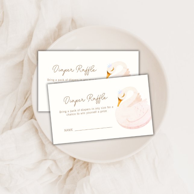 Tarjeta De Recepción Boho Princess Swan Chica Diaper Raffle Baby Shower (Boho Princess Swan Girl Diaper Raffle Baby Shower Enclosure Card)