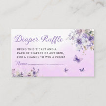 Boho Purple Butterfly Baby Shower Diaper Raffle