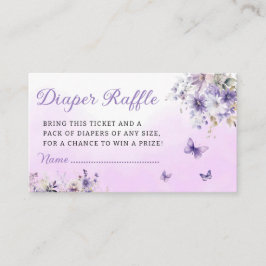 Tarjeta De Recepción Boho Purple Butterfly Baby Shower Diaper Raffle