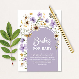 Tarjeta De Recepción Boho Purple Wildflower Meadow Libros para bebé