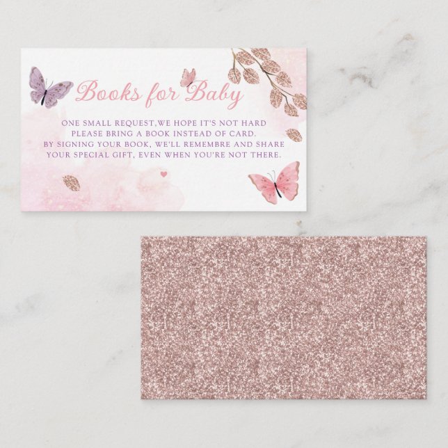Tarjeta De Recepción Boho Purpurinas Books Baby Shower (Anverso / Reverso)