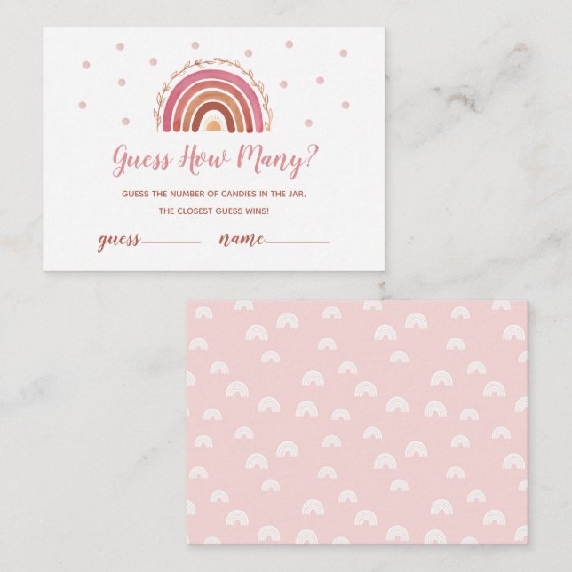 Tarjeta De Recepción Boho Rainbow adivina cuántas cartas de juego de lo (Anverso / Reverso)