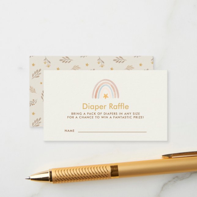 Tarjeta De Recepción Boho Rainbow Baby Shower Diaper Raffle (Anverso/Reverso In Situ)