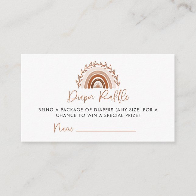 Tarjeta De Recepción Boho Rainbow Baby Shower Diaper Raffle Ticket (Anverso)