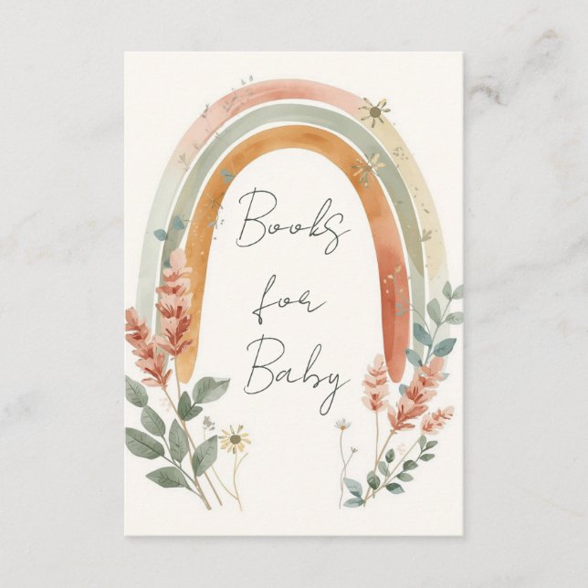 Tarjeta De Recepción Boho Rainbow Books for Baby Card – Pampas Grass (Anverso)