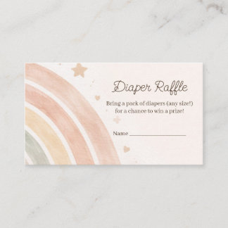 Tarjeta De Recepción Boho Rainbow Diaper Raffle Minimal Baby Shower