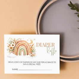 Tarjeta De Recepción Boho Rainbow Neutral Baby Shower Diaper Raffle