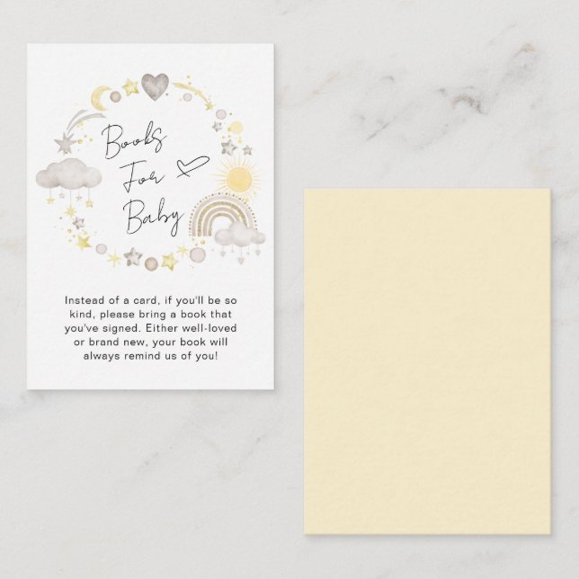 Tarjeta De Recepción Boho Rainbow Watercolorbook Para Baby Shower (Anverso / Reverso)