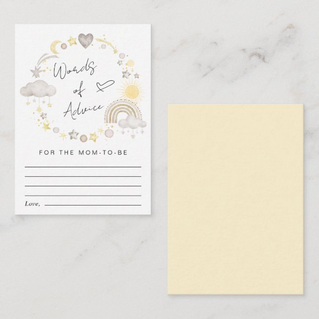Tarjeta De Recepción Boho Rainbow Words Of Advice Baby Shower (Anverso / Reverso)