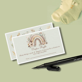 Tarjeta De Recepción Boho Rainbow Y Flores Baby Diaper Raffle Card