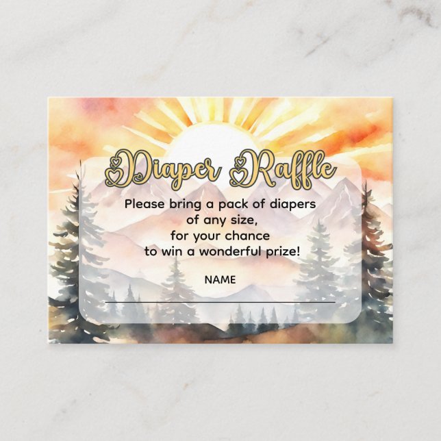 Tarjeta De Recepción Boho Ray de Sunshine Mountains Diaper Raffle (Anverso)