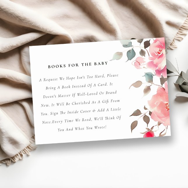 Tarjeta De Recepción Boho Red Pink Rose Flowoks Libros Para Baby Shower (Subido por el creador)